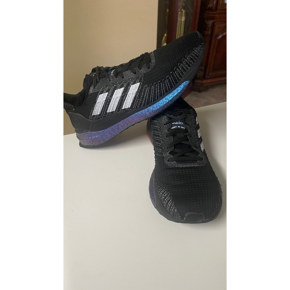 adidas Solar Boost 19 EG2360 NASA Running Shoes Black Purple Women's Size 8.5
